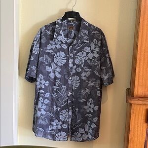 The Foundry Supply Co. Gray and Blue Hawaiian Button-Up Shirt 4XL 100% cotton
